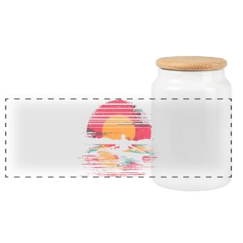 Rowing Drawing Synthwave - Panoramic Cookie Jar with Wooden Lid - white - Front