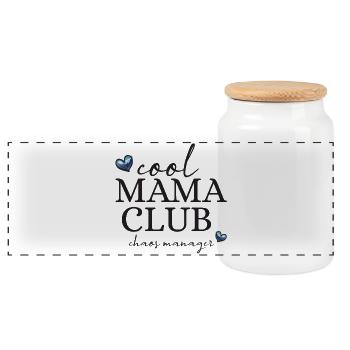 Chaos Manager Mama Club - Boîte à biscuits avec couvercle en bois - blanc - Devant