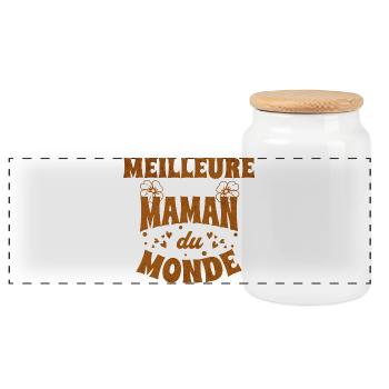 Meilleure Maman du Monde - cadeau pour mère - Boîte à biscuits avec couvercle en bois - blanc - Devant
