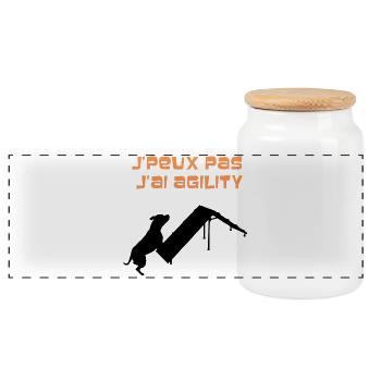 Staffie j'peux pas j'ai agility sport - 001 - Boîte à biscuits avec couvercle en bois - blanc - Devant