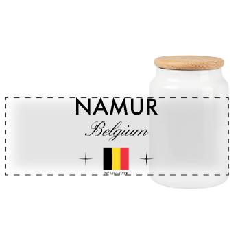 Coordonnées de Namur Belgique Souvenir de voyage - Boîte à biscuits avec couvercle en bois - blanc - Devant