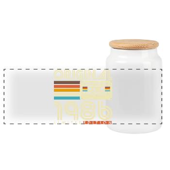 Original 1986 Vintage Vintage Anniversaire Rétro - Boîte à biscuits avec couvercle en bois - blanc - Devant