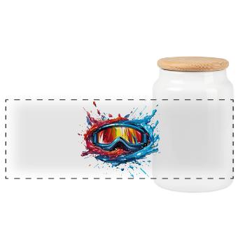 Snowboarding Goggles - Panoramic Cookie Jar with Wooden Lid - white - Front