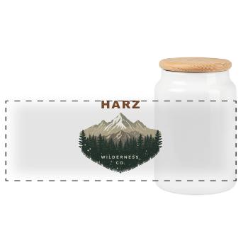 Harz Wilderness Co. | Vintage Outdoor - Panorama Keksdose mit Holzdeckel - Weiß - Vorne