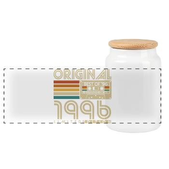 1996 Birthday Retro Vintage Vintage Gift - Panoramic Cookie Jar with Wooden Lid - white - Front