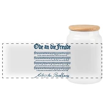 Ode to Joy - Panoramic Cookie Jar with Wooden Lid - white - Front
