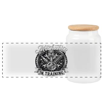 Motif du mécanicien en formation - Boîte à biscuits avec couvercle en bois - blanc - Devant