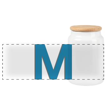 Letter M Sign - Post lettering - Panoramic Cookie Jar with Wooden Lid - white - Front
