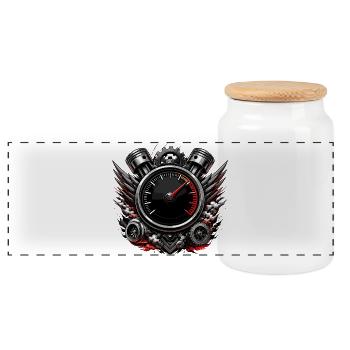 Emblème du compteur de vitesse moteur dynamique - Boîte à biscuits avec couvercle en bois - blanc - Devant