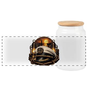Chapeau de capitaine à la lumière du soir - Boîte à biscuits avec couvercle en bois - blanc - Devant