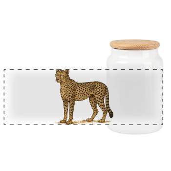 Cheetah - Panoramic Cookie Jar with Wooden Lid - white - Front