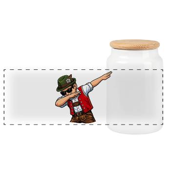 Dabbing Österreicher - Panorama Keksdose mit Holzdeckel - Weiß - Vorne