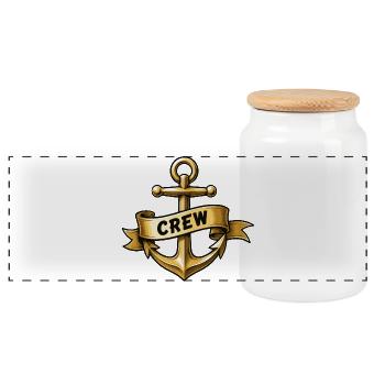 Anker Crew Banner Motiv - Panorama Keksdose mit Holzdeckel - Weiß - Vorne
