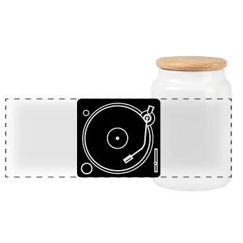 vinyl - Panoramic Cookie Jar with Wooden Lid - white - Front