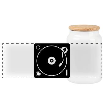 DJ turntable - Panoramic Cookie Jar with Wooden Lid - white - Front