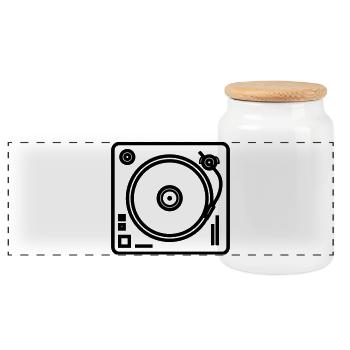 DJ turntable - Panoramic Cookie Jar with Wooden Lid - white - Front