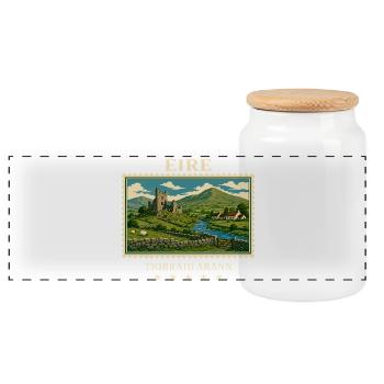 Irland Tipperary Vintage Reisemarke - Panorama Keksdose mit Holzdeckel - Weiß - Vorne