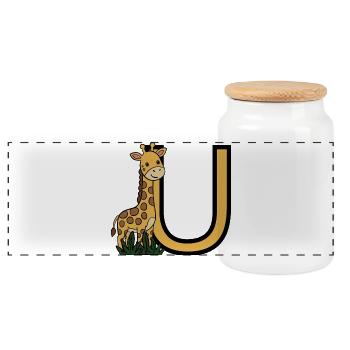 Giraffe im UBogen Cartoon - Panorama Keksdose mit Holzdeckel - Weiß - Vorne