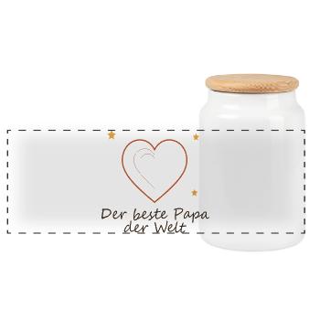 Der beste Papa der Welt Herzdesign - Panorama Keksdose mit Holzdeckel - Weiß - Vorne