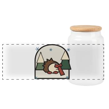 Hérisson endormi dans le paysage forestier - Boîte à biscuits avec couvercle en bois - blanc - Devant