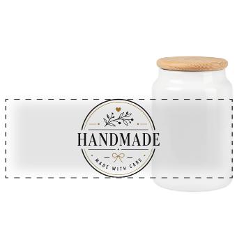 Handmade - Panoramic Cookie Jar with Wooden Lid - white - Front