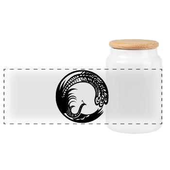 Paon - Boîte à biscuits avec couvercle en bois - blanc - Devant