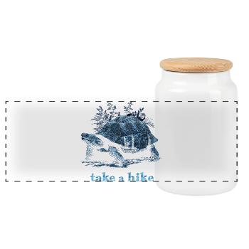 take a hike - Panoramic Cookie Jar with Wooden Lid - white - Front