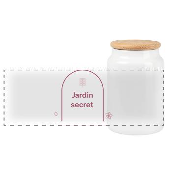 Secret Garden — Minimalist floral - Panoramic Cookie Jar with Wooden Lid - white - Front