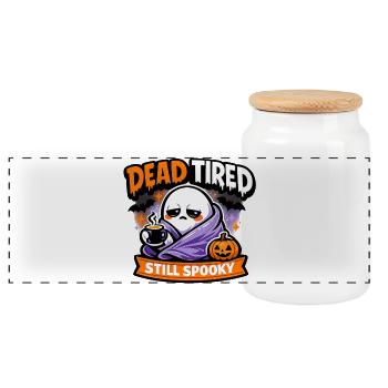 Dead Tired Still Spooky - Panoramic Cookie Jar with Wooden Lid - white - Front