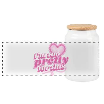 Pretty Ladies - Panoramic Cookie Jar with Wooden Lid - white - Front