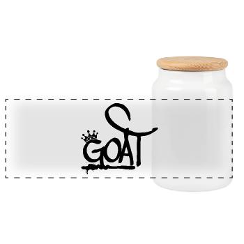 GOAT Couronne de graffiti la plus grande de tous les temps (noir) - Boîte à biscuits avec couvercle en bois - blanc - Devant
