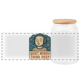 Quiet thoughts deep thinking - Panoramic Cookie Jar with Wooden Lid - white - Front