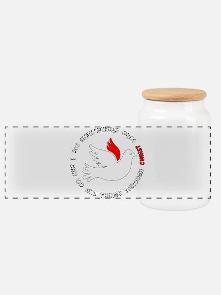 Dove with bible verse - Panorama Keksdose mit Holzdeckel - Weiß