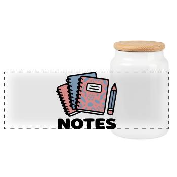Notizbuecher Stift Icon - Panorama Keksdose mit Holzdeckel - Weiß - Vorne
