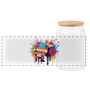 Piano Klavier Musiker Geschenk Geschenkidee - Panorama Keksdose mit Holzdeckel - Weiß - Vorne