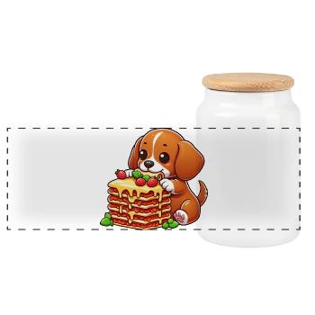 Beagle Liebt Lasagne Italienisch Hund Liebe Lasagn - Panorama Keksdose mit Holzdeckel - Weiß - Vorne