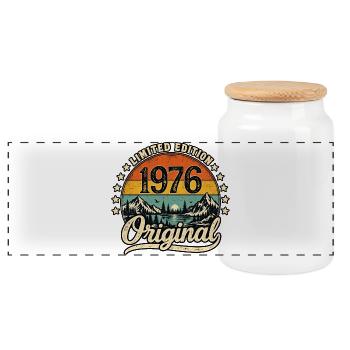 Original 1976 Limited Edition - Panorama Keksdose mit Holzdeckel - Weiß - Vorne