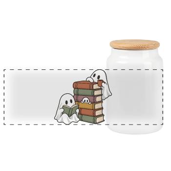 Büchergeister - Panorama Keksdose mit Holzdeckel - Weiß - Vorne