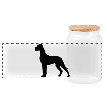 Dogue allemand - Boîte à biscuits avec couvercle en bois - blanc - Devant