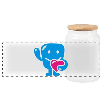 monstre avec le coeur - monstre avec le coeur - Boîte à biscuits avec couvercle en bois - blanc - Devant