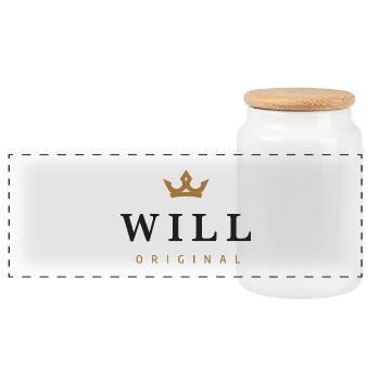 Will Original Family Logo - Panoramic Cookie Jar with Wooden Lid - white - Front