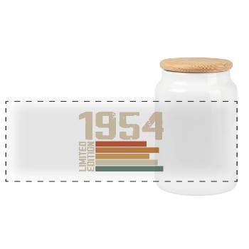 1954 Vintage - Retro 1954 Cadeau Anniversaire 1954 - Boîte à biscuits avec couvercle en bois - blanc - Devant