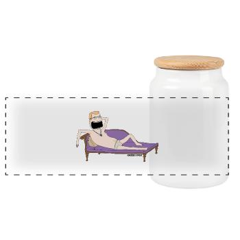draw me like titanic - Panoramic Cookie Jar with Wooden Lid - white - Front