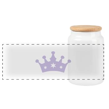 Princess Crown - Panorama Keksdose mit Holzdeckel - Weiß - Vorne