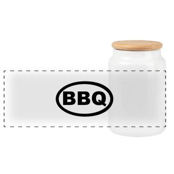 BBQ - Panorama Keksdose mit Holzdeckel - Weiß - Vorne