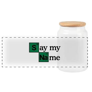 Say my name - Panorama Keksdose mit Holzdeckel - Weiß - Vorne