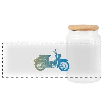 Simson Schwalbe KR51 - Panorama Keksdose mit Holzdeckel - Weiß - Vorne