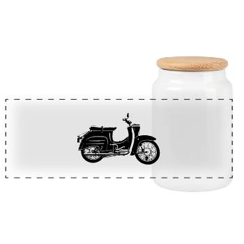 Simson Schwalbe KR51 - Panorama Keksdose mit Holzdeckel - Weiß - Vorne