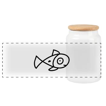 Poissons bébé - Poisson - Line - Boîte à biscuits avec couvercle en bois - blanc - Devant