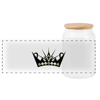 King3 - Panoramic Cookie Jar with Wooden Lid - white - Front